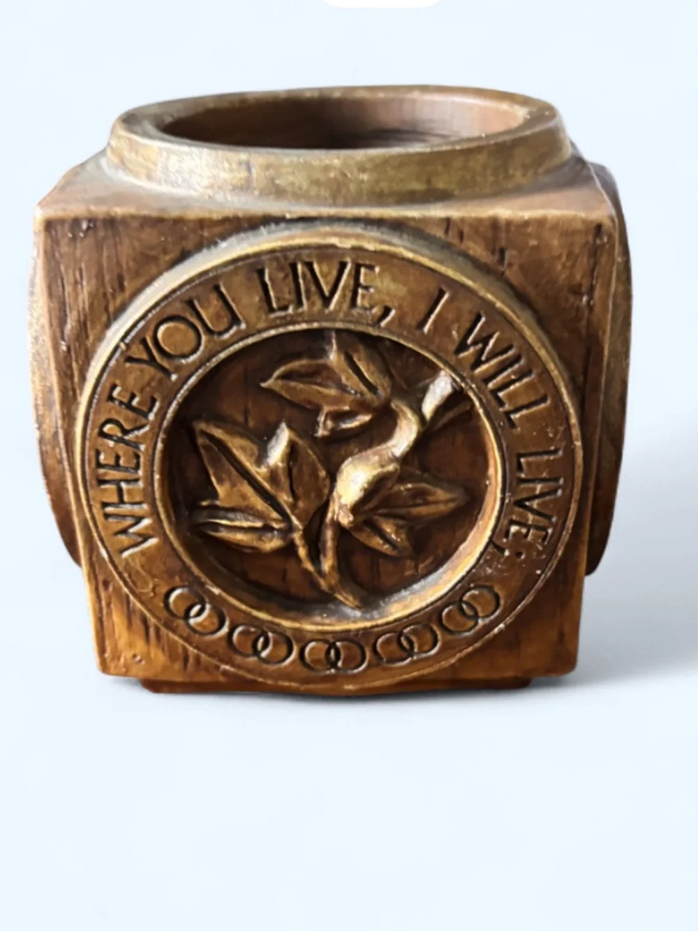 Vintage 1977 Abbey Press Ruth 1:16 Resin Votive Candle Holder